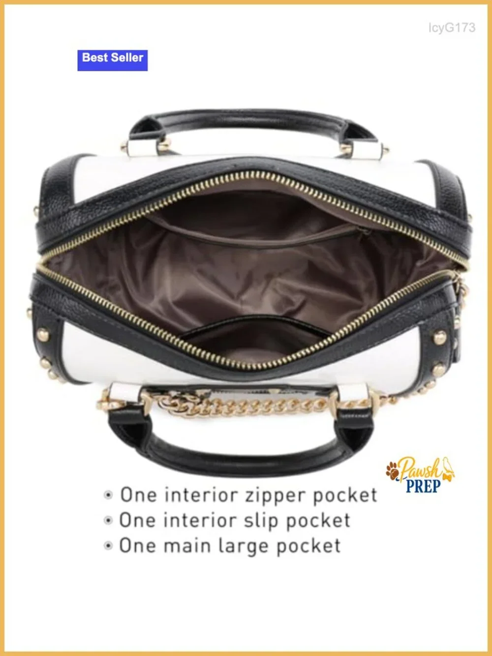 Faux Leather Barrel Satchel Handbag with Rivet Decoration, Top Handle Shoulder